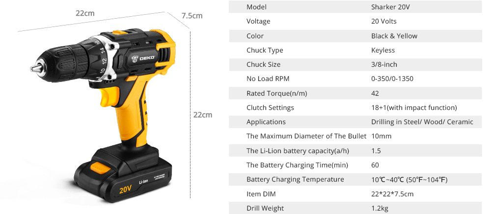 Rechargeable 20 V Electric Drill