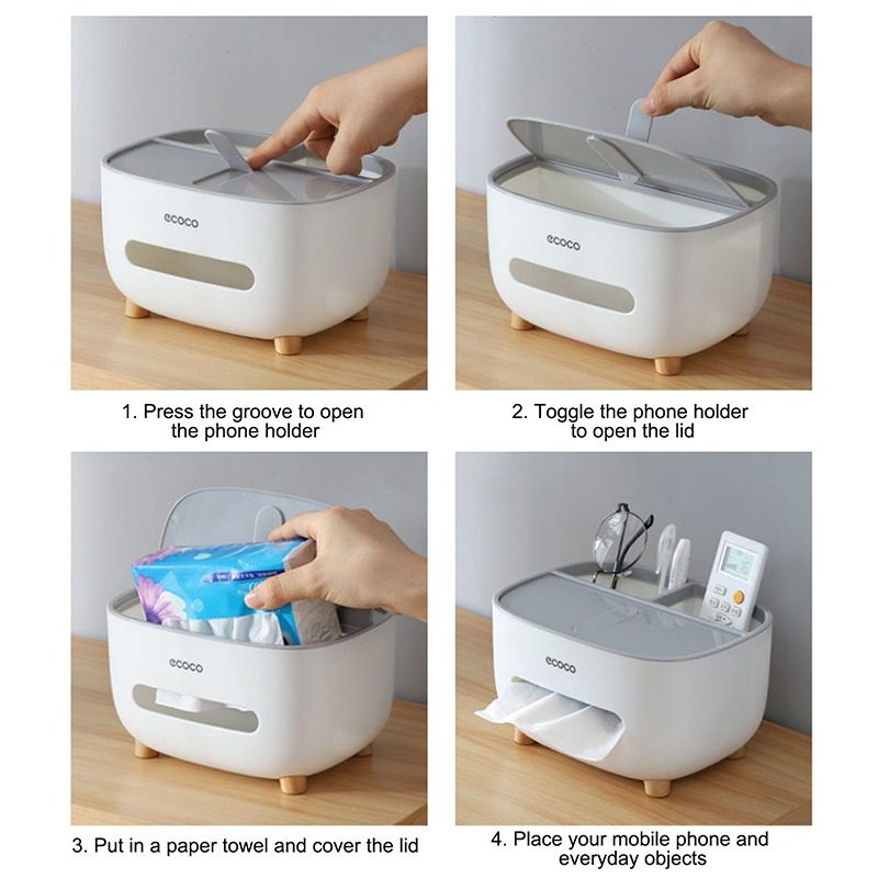 Tissue Box Living Room Dining Room Napkin Holder Household Simple Multi Function Glasses Mobile Phone Storage Box Car Decoration