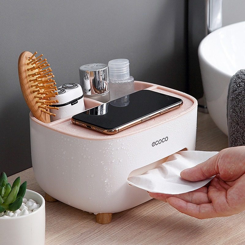 Tissue Box Living Room Dining Room Napkin Holder Household Simple Multi Function Glasses Mobile Phone Storage Box Car Decoration