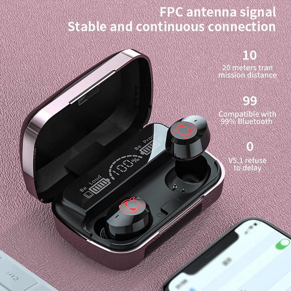 TWS Bluetooth 5.1 Earphones 1200mAh Charging Box Wireless Headphone