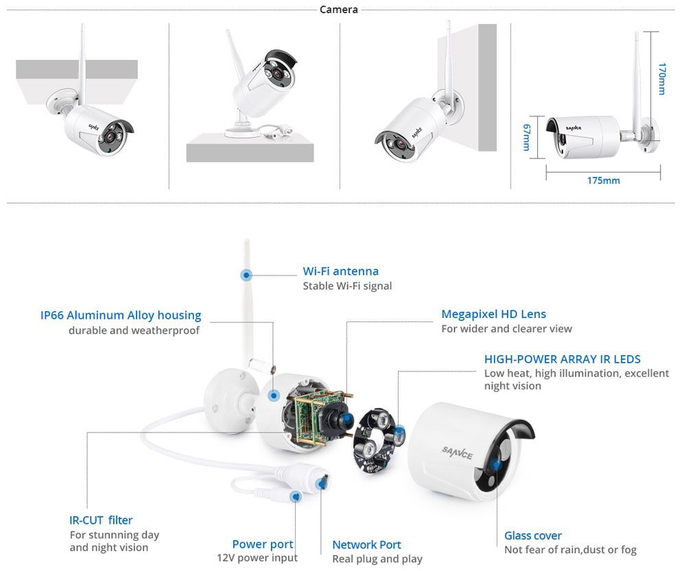 SANNCE 8CH 1080P HD Wifi NVR 2TB HDD CCTV Camera System 2.0MP Waterproof Wireless Security Camera 4/6/8 Camera Surveillance Kits