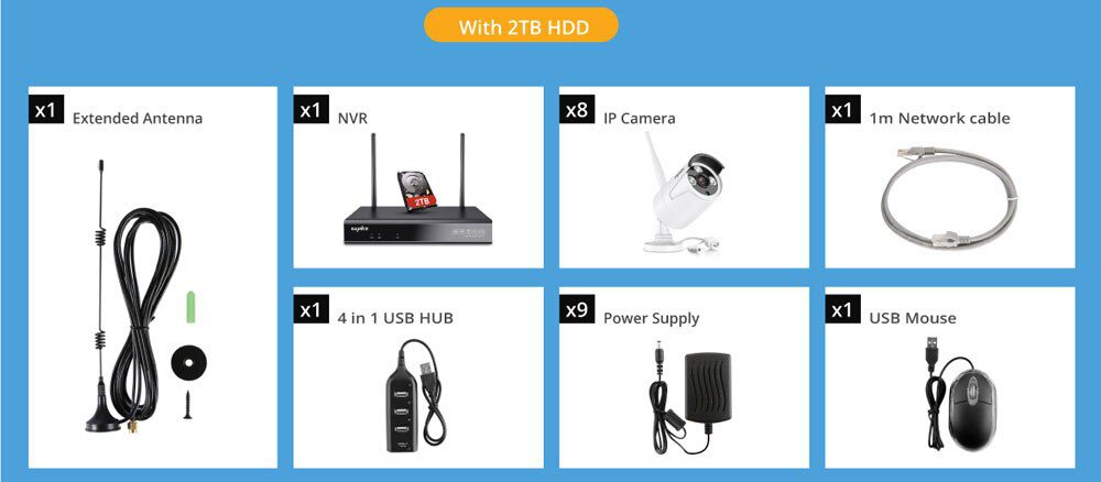 SANNCE 8CH 1080P HD Wifi NVR 2TB HDD CCTV Camera System 2.0MP Waterproof Wireless Security Camera 4/6/8 Camera Surveillance Kits