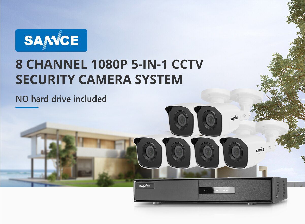 SANNCE 8CH 1080P 2.0MP HD CCTV System Video Recorder 6PCS 1080P CCTV Security Camera Waterproof Night Vision Surveillance Kits
