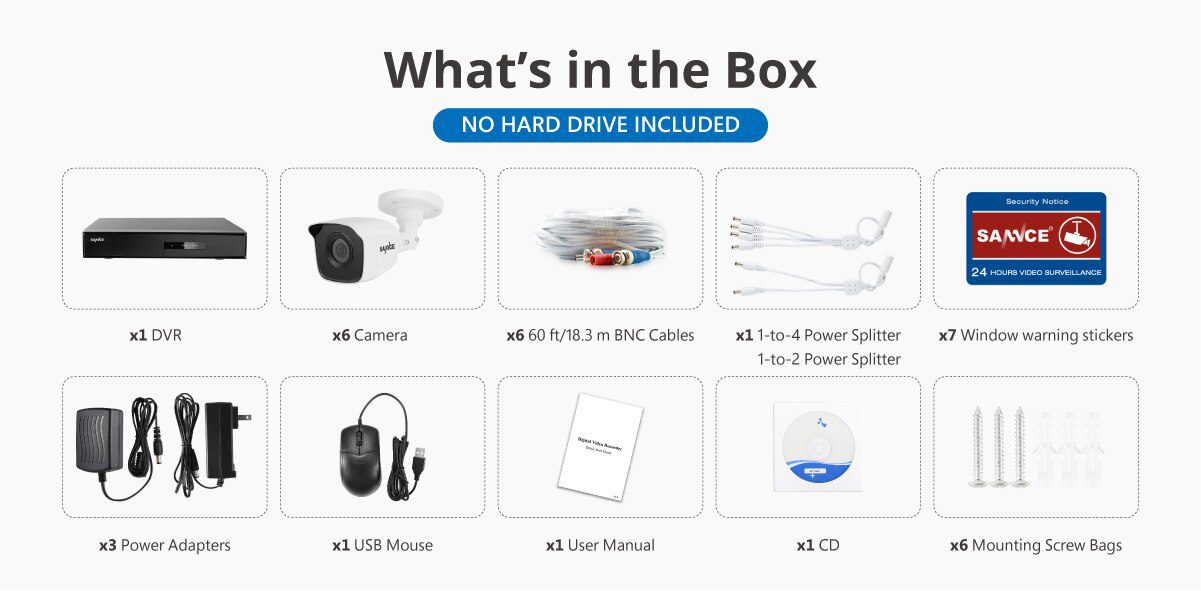 SANNCE 8CH 1080P 2.0MP HD CCTV System Video Recorder 6PCS 1080P CCTV Security Camera Waterproof Night Vision Surveillance Kits