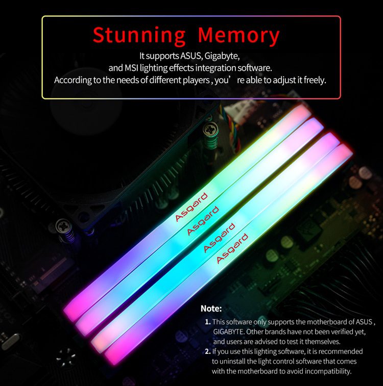 Asgard W2 series RGB RAM ddr4 8GBx2 16GBx2 3200MHz PC4-25600 1.35V dual channel stunning desktop memory ram