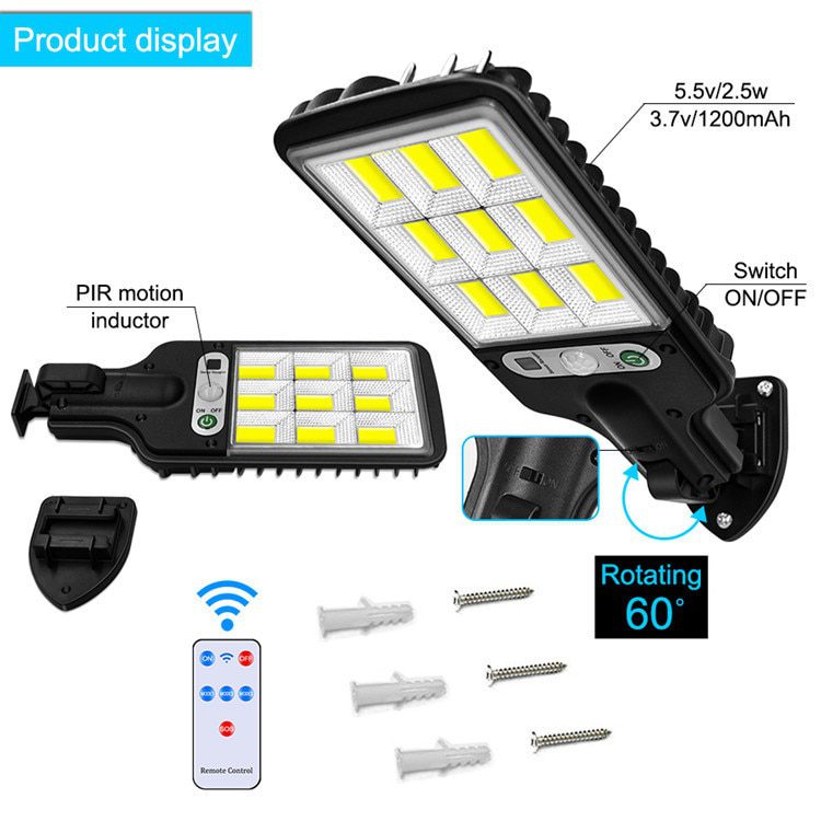 1~6PCs Solar Street Lights Outdoor Solar Lamp With 3 Mode Waterproof Motion Sensor Security Lighting for Garden Patio Path Yard