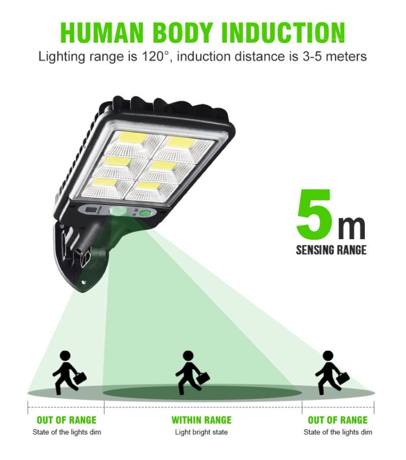 1~6PCs Solar Street Lights Outdoor Solar Lamp With 3 Mode Waterproof Motion Sensor Security Lighting for Garden Patio Path Yard