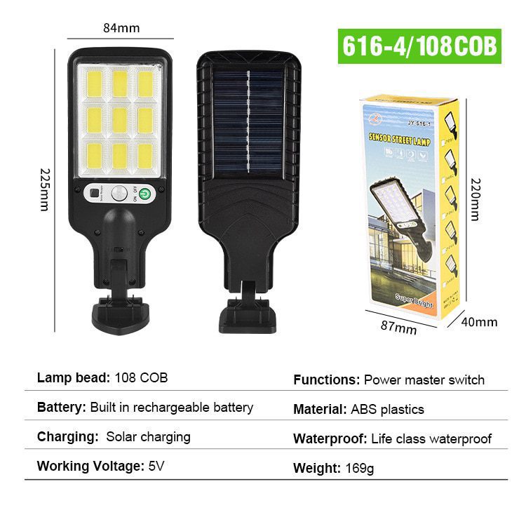 1~6PCs Solar Street Lights Outdoor Solar Lamp With 3 Mode Waterproof Motion Sensor Security Lighting for Garden Patio Path Yard