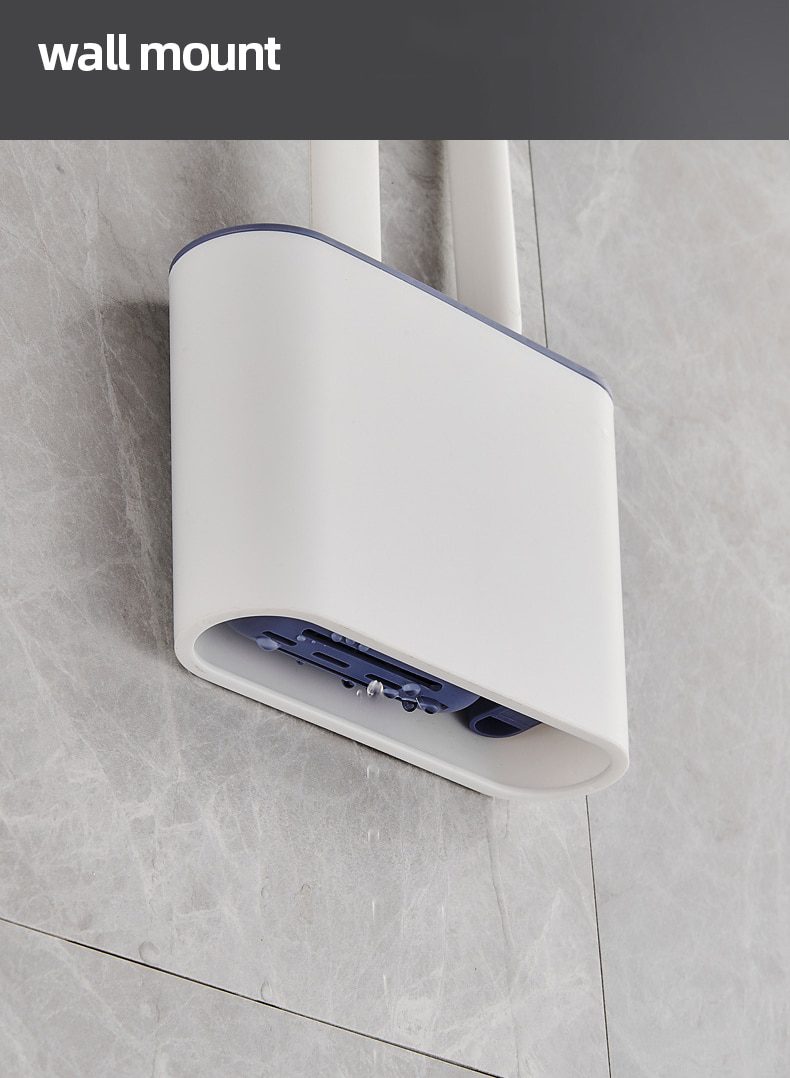 Silicone TPR Toilet Brush and Holder Toilet Bowl Brush with Holder Set Wall Hanging Toilet Brush Silicone Bristles for Floor
