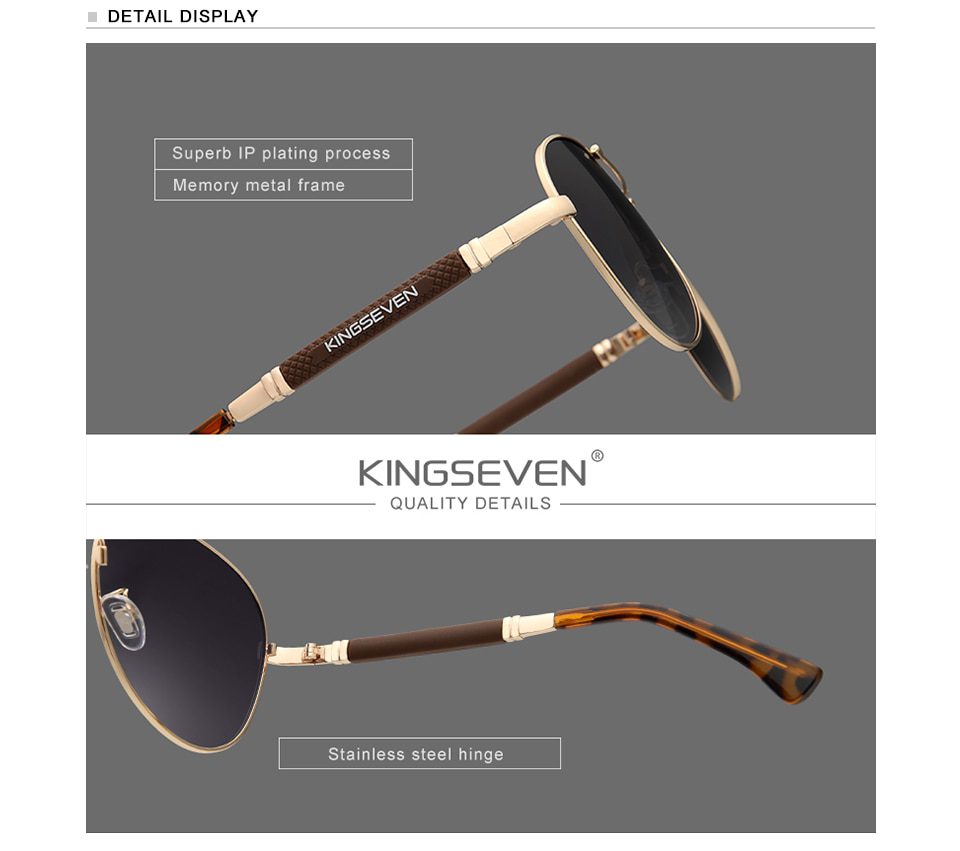 KINGSEVEN 2022 New Trend Quality Titanium Alloy Men's Sunglasses Polarized Sun glasses Women Pilot Mirror Eyewear Oculos de sol