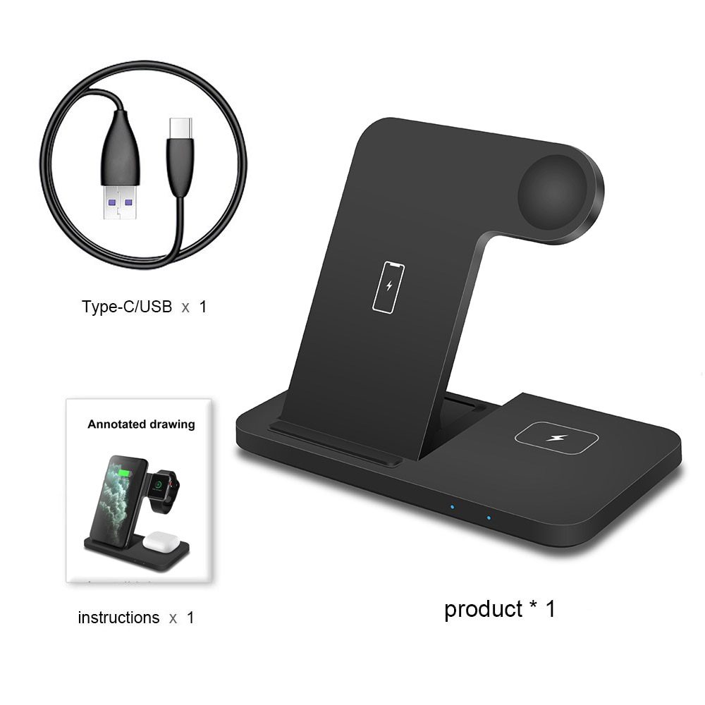 DCAE 15W Fast Wireless Charger Dock Station For iPhone, Apple Watch, Air Pods 3 Pro Charging Stand
