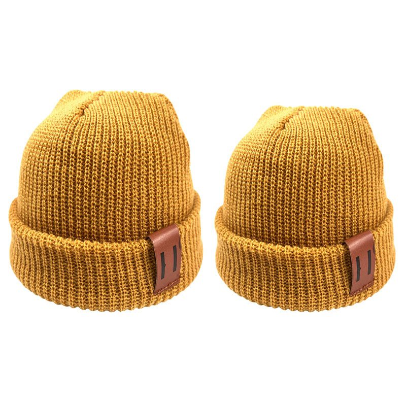 Baby Knit Hat for Boys, Girls Autumn Winter Warm Kids Beanie with Leather Label