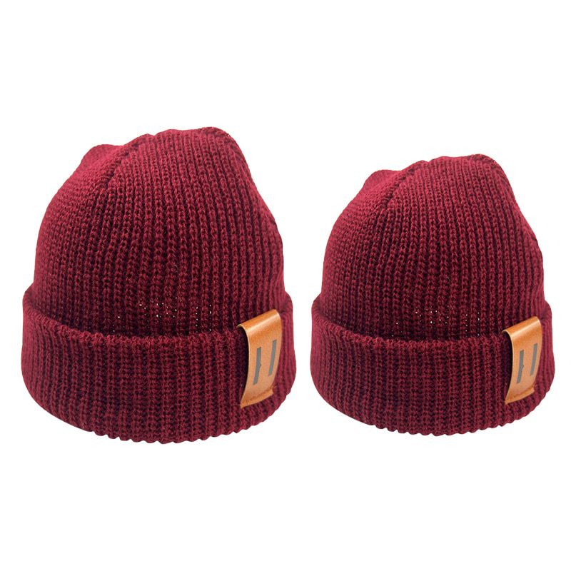 Baby Knit Hat for Boys, Girls Autumn Winter Warm Kids Beanie with Leather Label