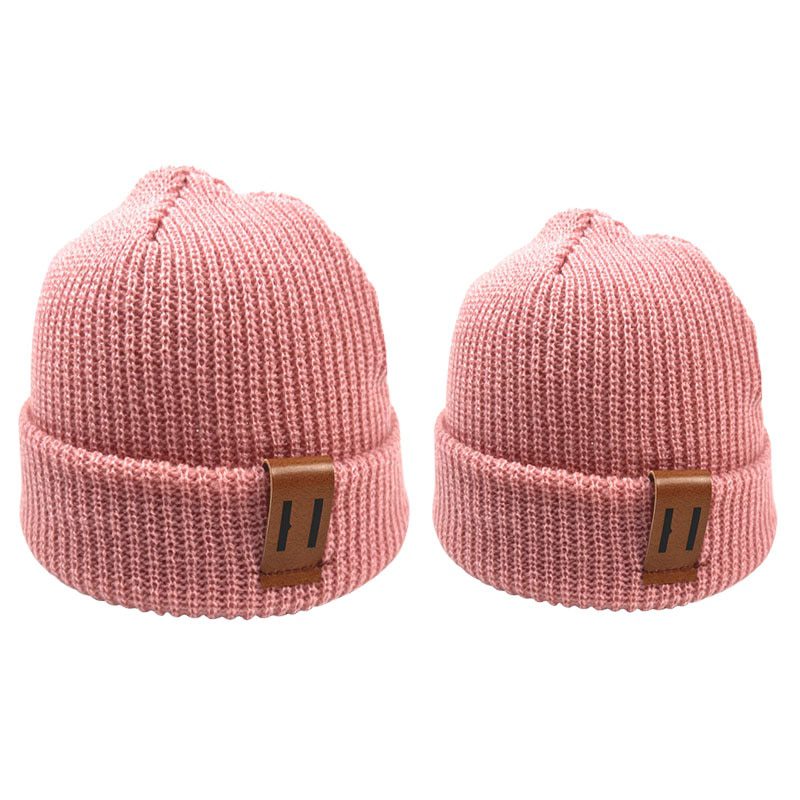 Baby Knit Hat for Boys, Girls Autumn Winter Warm Kids Beanie with Leather Label