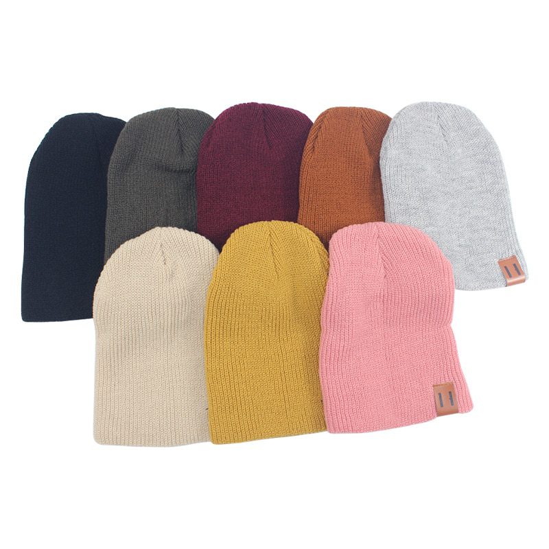 Baby Knit Hat for Boys, Girls Autumn Winter Warm Kids Beanie with Leather Label