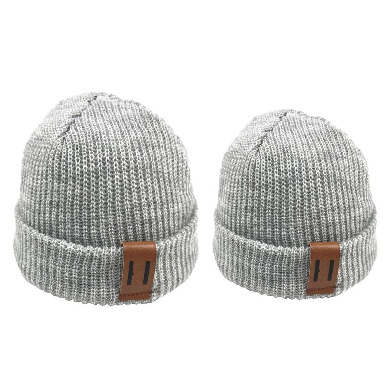 Baby Knit Hat for Boys, Girls Autumn Winter Warm Kids Beanie with Leather Label